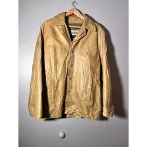 M Julian Wilsons Leather Jacket Size Large Tan Button Front Insulated